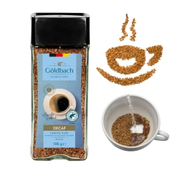 Kawa rozpuszczalna Goldbach Decaf 100 g – pełny smak kawy bez kofeiny Kawa rozpuszczalna Goldbach Decaf 100 g – pełny smak kawy bez kofeiny